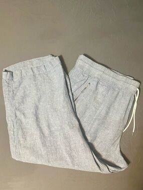 Athleta Cabo 100% Linen Wide Leg Pant in Blue Chambray (26W)